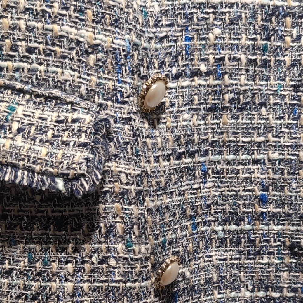 Karl Lagerfeld Blue Tweed Sleeveless Midi Dress - Picture 4 of 10
